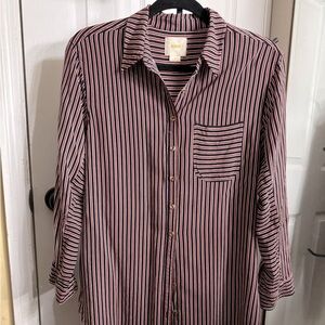 Maeve Anthropologie Adelaide Multicolored Striped Tunic Shirt Blouse S